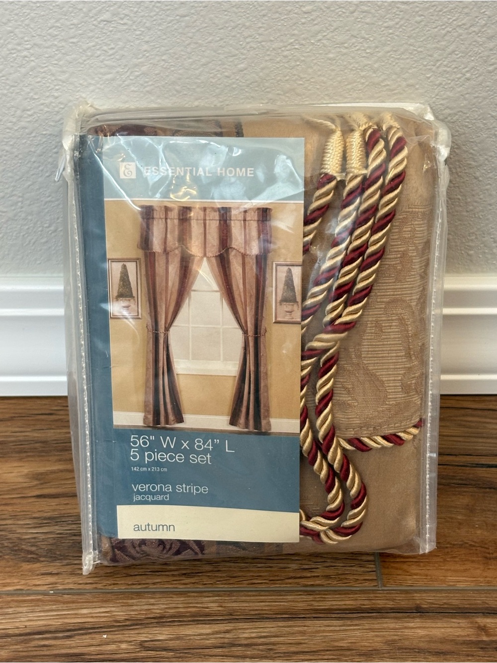 Essential Home Curtain Jacquard Verona Stripe Autumn 2 Panels 56 W X 84 L